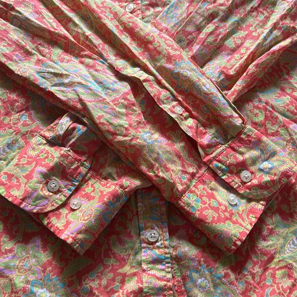 Lauren Ralph Lauren Colorful Orange Paisley Shirt - Picture 6 of 13